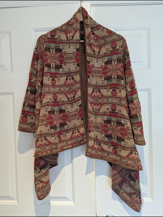 Ralph Lauren Sweaters - Lauren Ralph Lauren Linen Silk Aztec Western Knit Red Brown Cardigan Sweater S/M